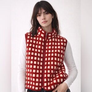 ❤️ Women’s Checkered Sherpa Vest Zip-Up Fleece Plaid Sleeveless XL – New